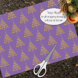 紫の金ゴールドでフェイクのメリークリスマスタイポグラフィ 薄葉紙