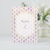 紫の金ゴールドと白のモロッコモダンテーブル番号 招待状 (スタンド正面)