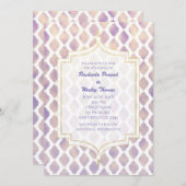 紫の金ゴールドと白のモロッコ結婚式招待状 招待状 (正面/裏面)