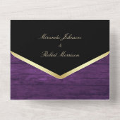 紫の金ゴールドと黒結婚の オールインワン招待状 (裏面)