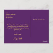 紫の金ゴールドに50歳の誕生日はがき ポストカード (裏面)