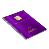 紫の金ゴールドのロゴのエレガント署名 ノートブック (右側)