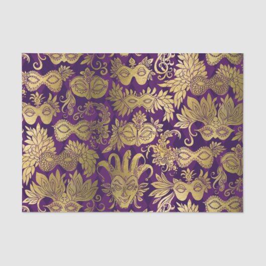 紫の金ゴールドの仮面 薄葉紙 (正面)