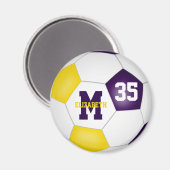 紫の金ゴールドの男の子サッカーチームカラー マグネット (正面/裏面)