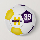 紫の金ゴールドの男の子サッカーチームカラー 缶バッジ (正面)