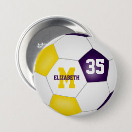 紫の金ゴールドの男の子サッカーチームカラー 缶バッジ