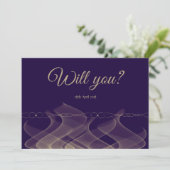 紫の金ゴールドは私の花嫁の両面カード 招待状 (スタンド正面)