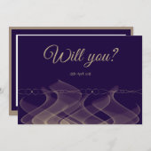 紫の金ゴールドは私の花嫁の両面カード 招待状 (正面/裏面)