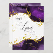 *~*紫の金ゴールドアゲート単なる愛モダンエレガント 招待状 (正面/裏面)