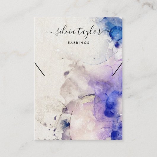 紫の金ゴールドアルコールイヤリングネックレスディスプレイカード 名刺 (正面)