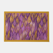 紫の金ゴールドエレガント抽象芸術の葉のパターン ドアマット (正面)