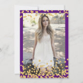 紫の金ゴールドエレガント紙吹雪写真甘い16 招待状 (裏面)