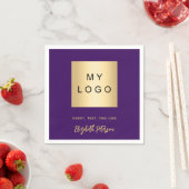 紫の金ゴールドカフェバーのロゴ署名 スタンダードカクテルナプキン (インサイチュ)