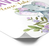 紫の金ゴールドガーリーフローラ象の好意サイン ポスター (角)