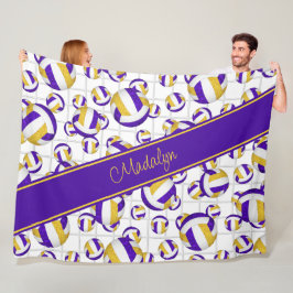 紫の金ゴールドガーリーボールパターン網アクセント フリースブランケット