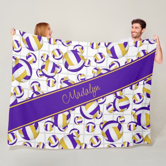 紫の金ゴールドガーリーボールパターン網アクセント フリースブランケット (インサイチュ)