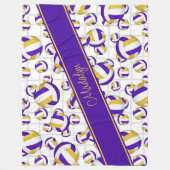 紫の金ゴールドガーリーボールパターン網アクセント フリースブランケット (正面)