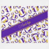 紫の金ゴールドガーリーボールパターン網アクセント フリースブランケット (正面(横))