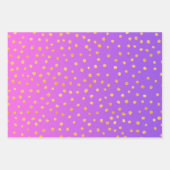 紫の金ゴールドグラデーション紙吹雪ドットのパターン ラッピングペーパーシート (正面3)