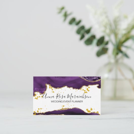 *~*紫の金ゴールドグリッターエレガントAgate 名刺 (スタンド正面)