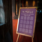 紫の金ゴールドグリッタースパークル結婚のシーティングチャート ポスター