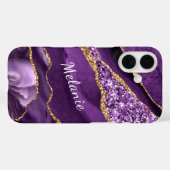 紫の金ゴールドグリッターiPhoneケースと名前をカスタムする Case-Mate iPhoneケース (裏面 (横))