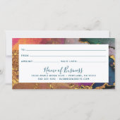 紫の金ゴールドグリーンブルー水色ギフト証明書 (裏面)