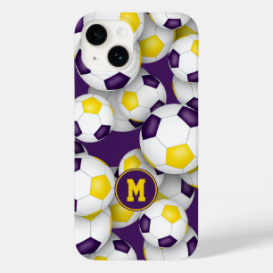 紫の金ゴールドサッカーチームの色のスポーツパターン Case-Mate iPhone 14ケース