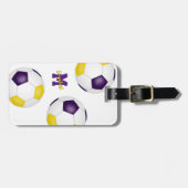紫の金ゴールドサッカーチームの色バッグID女の子の男の子 ラゲッジタグ (正面横)