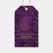 紫の金ゴールドスクリプト ギフトタグ (裏面)