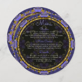紫の金ゴールドスタイリッシュグラムラウンドメニューカード メニュー (正面/裏面)