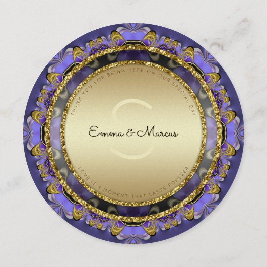 紫の金ゴールドスタイリッシュグラムラウンドメニューカード メニュー (裏面)