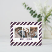 紫の金ゴールドスター3フォトメリークリスマス シーズンポストカード (スタンド正面)