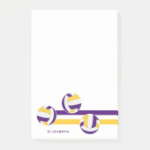 紫の金ゴールドストライプバレーボール選手の名前 ポストイット (正面)