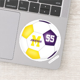 紫の金ゴールドチームの色の女の子サッカー シール