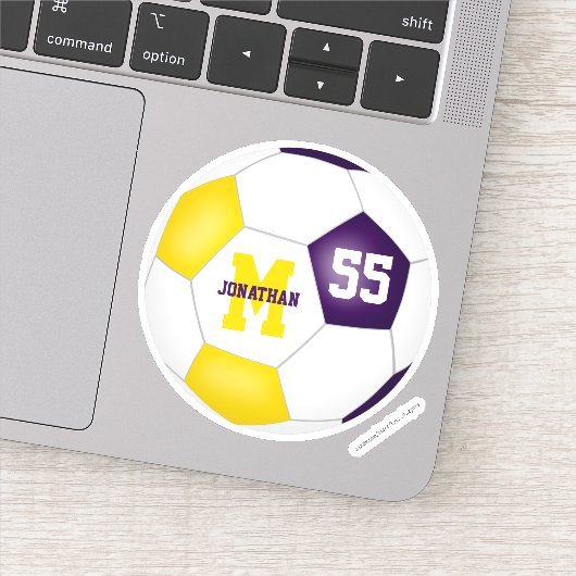 紫の金ゴールドチームの色の女の子サッカー シール (詳細)
