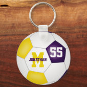 紫の金ゴールドチームの色の男の子の女の子スポーツ キーホルダー (正面)