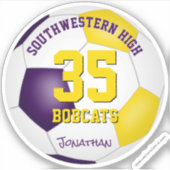 紫の金ゴールドチームカラーの男の子サッカー シール (正面)