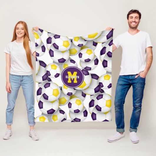 紫の金ゴールドチームカラーサッカールームの装飾 フリースブランケット (インサイチュ)