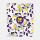 紫の金ゴールドチームカラーサッカールームの装飾 フリースブランケット (正面)