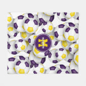 紫の金ゴールドチームカラーサッカールームの装飾 フリースブランケット (正面(横))