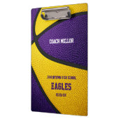 紫の金ゴールドチームカラーバスケットボールコーチ名 クリップボード (左)