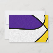 紫の金ゴールドチームカラーバスケットボール誕生日 招待状 (裏面)