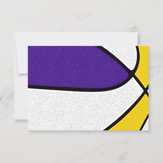 紫の金ゴールドチームカラーバスケットボール誕生日 招待状 (裏面)