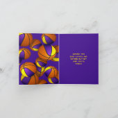 紫の金ゴールドチームカラーバスケット子供の誕生日 カード (内部)