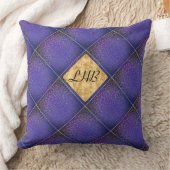 紫の金ゴールドトレリスのパターンイニシャル クッション (ブランケット)
