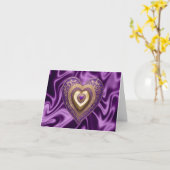 紫の金ゴールドハートカード カード (黄色い花)