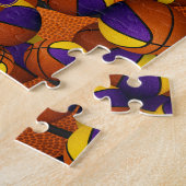 紫の金ゴールドバスケットボールチームの色（子供の名前） ジグソーパズル (側面)