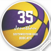 紫の金ゴールドバスケットボールチームは男の子の女の子に色を付ける シール (正面)