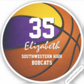 紫の金ゴールドバスケットボールチームは男の子の女の子に色を付ける シール (正面)